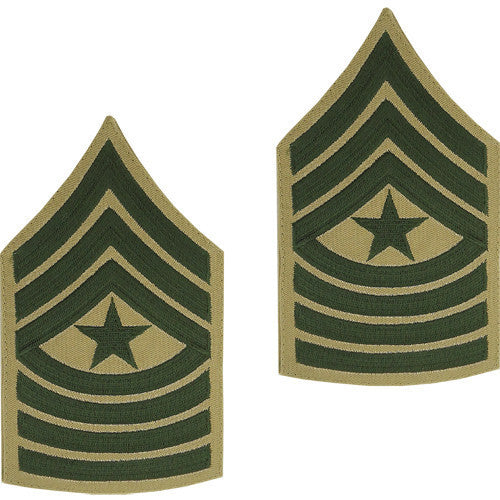 Marine Corps Chevron: Sergeant Major - green embroidered on khaki, male