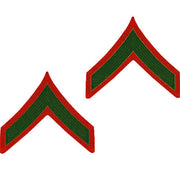 Marine Corps Chevron: Private First Class - green embroidered on red, male