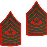 Marine Corps Chevron: Sergeant Major - green embroidered on red, male