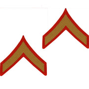 Marine Corps Chevron: Private First Class - gold embroidered on red, male