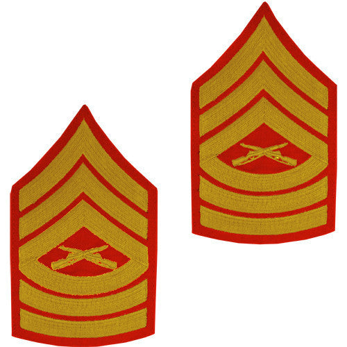 Marine Corps Chevron: Master Sergeant - gold embroidered on red, male