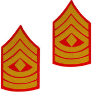Marine Corps Chevron: First Sergeant - gold embroidered on red, male