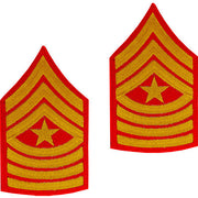 Marine Corps Chevron: Sergeant Major - gold embroidered on red, male