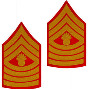 Marine Corps Chevron: Master Gunnery Sergeant - gold on red for male
