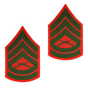 Marine Corps Chevron: Gunnery Sergeant - green embroidered on red, female