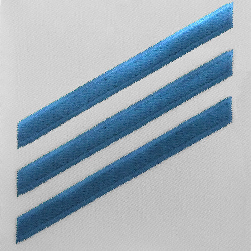 Navy E3 Rating Badge: Constructionman - blue chevrons on white CNT