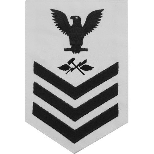 Navy E6 MALE Rating Badge: Aviation Support Equipment Technician - white