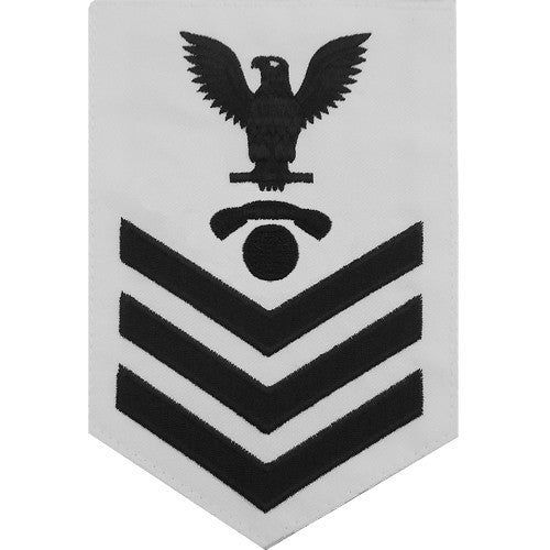 Navy E6 MALE Rating Badge: Interior Communications Electrician - white