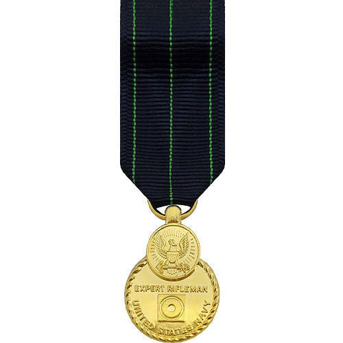 Miniature Medal- 24k Gold Plated: Navy Expert Rifle