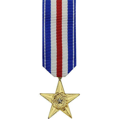 Miniature Medal: Silver Star - 24k Gold Plated