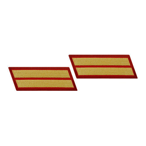 Marine Corps Service Stripe: Female - gold on red, set of 2