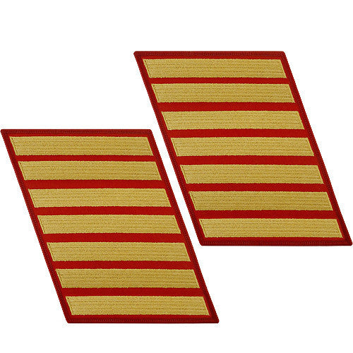 Marine Corps Service Stripe: Male - gold embroidered on red, set of 7
