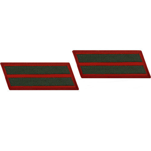 Marine Corps Service Stripe: Male - green embroidered on red, set of 2