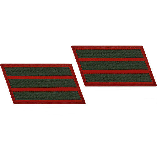 Marine Corps Service Stripe: Male - green embroidered on red, set of 3