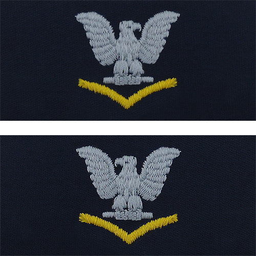 Navy Embroidered Collar Device: E4 Third Class - silver gold on coverall