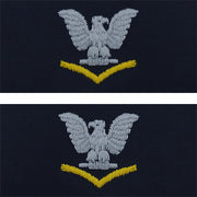 Navy Embroidered Collar Device: E4 Third Class - silver gold on coverall