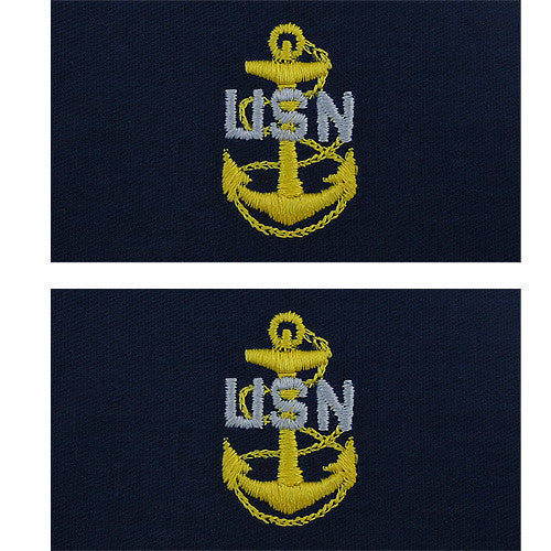 Navy Embroidered Collar Device: E7 CPO - embroidered on coverall