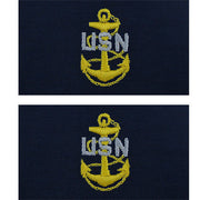 Navy Embroidered Collar Device: E7 CPO - embroidered on coverall
